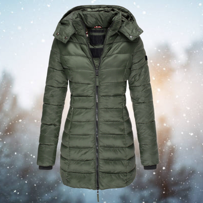 Women's Puffer Jacket Waterproof Hooded Full Length Zip Black