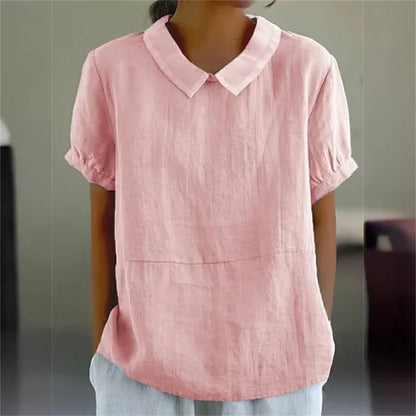 Women's Linen Collared Blouse - 
Fashinoza