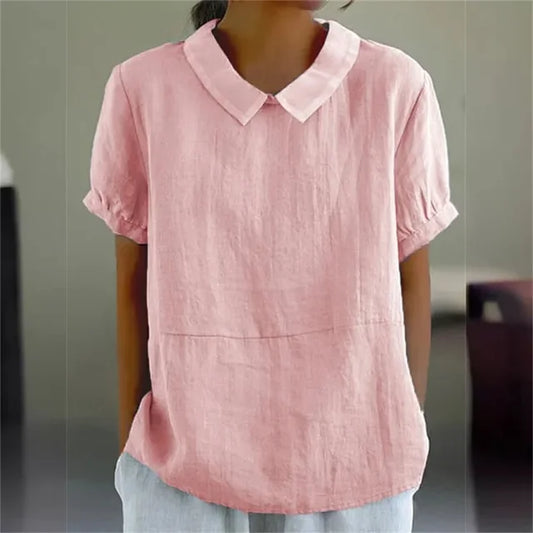 Women's Linen Collared Blouse - 
Fashinoza