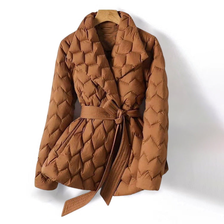Women's Down Jacket Geometric Style Black - Fashinoza