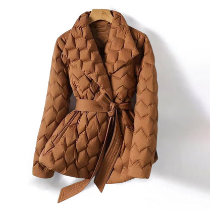 Women's Down Jacket Geometric Style Black - Fashinoza