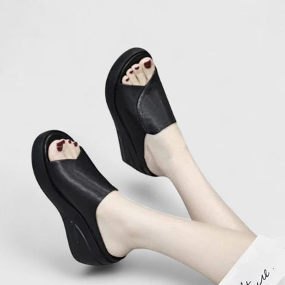 Women's Open-Toe Slip-On Platform Sandals - Fashinoza