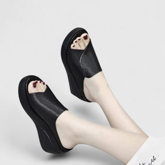 Women's Open-Toe Slip-On Platform Sandals - Fashinoza