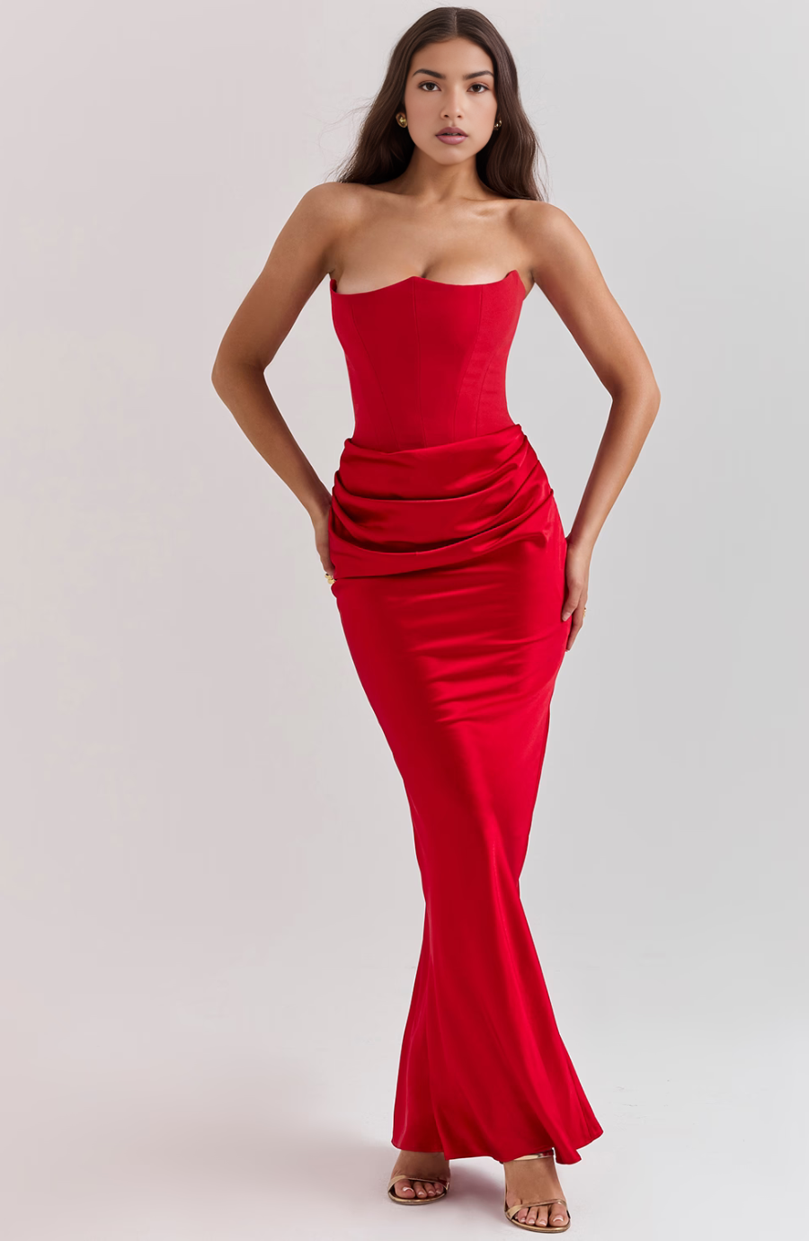 Women's Lace Strapless Evening Dress