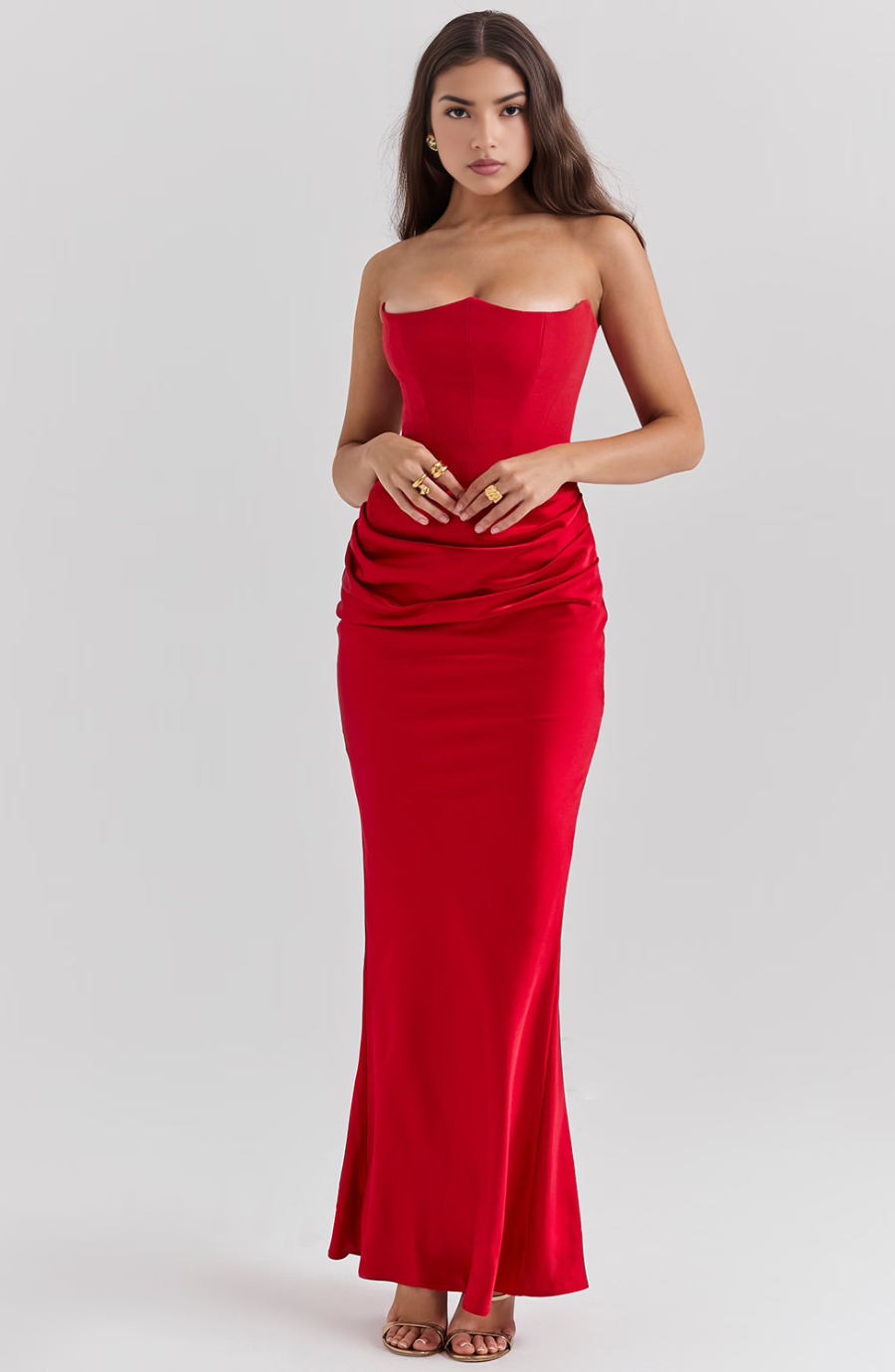 Women's Lace Strapless Evening Dress