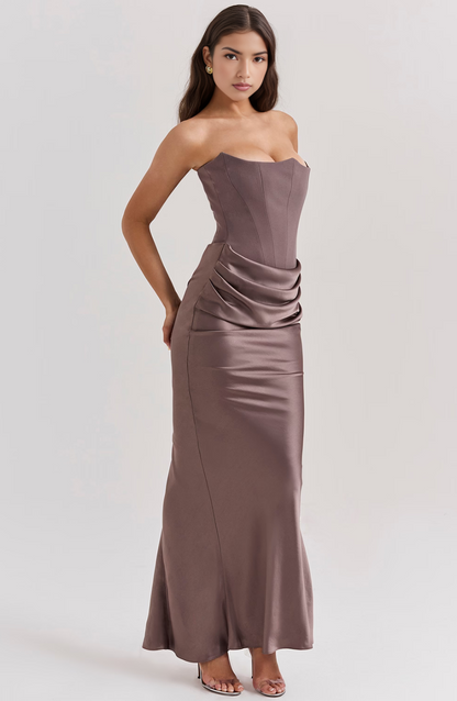 Women's Lace Strapless Evening Dress
