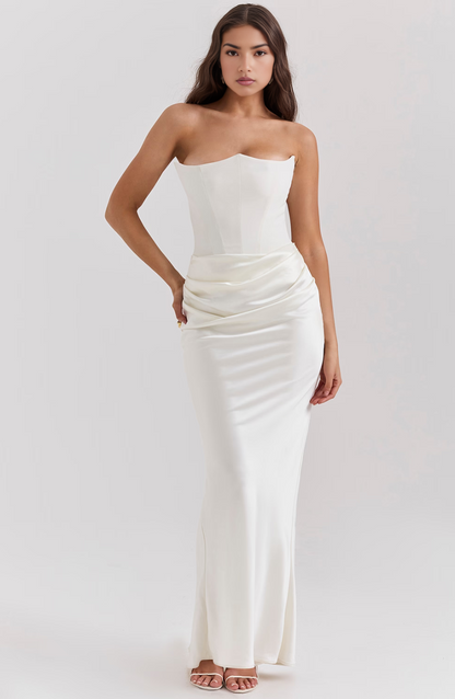 Women's Lace Strapless Evening Dress
