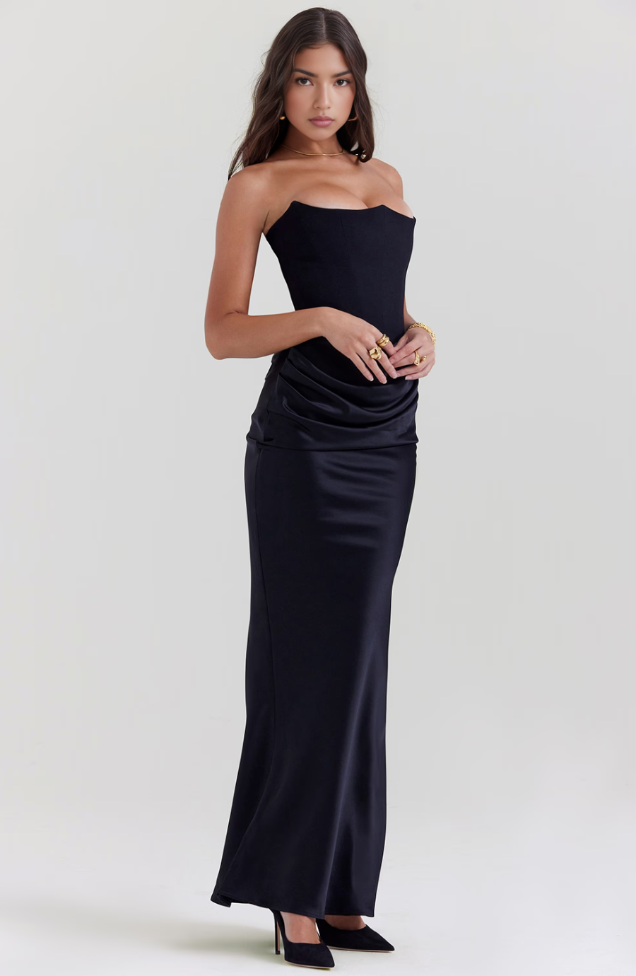 Women's Lace Strapless Evening Dress