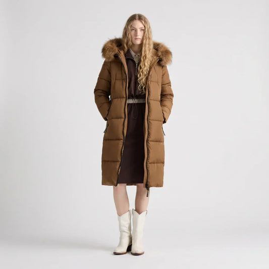 Women's Fur Collar Long Coat - Fashinoza