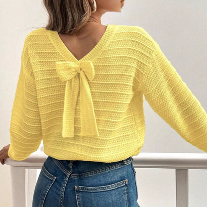 Women's Pullover Sweater Bow Back Design