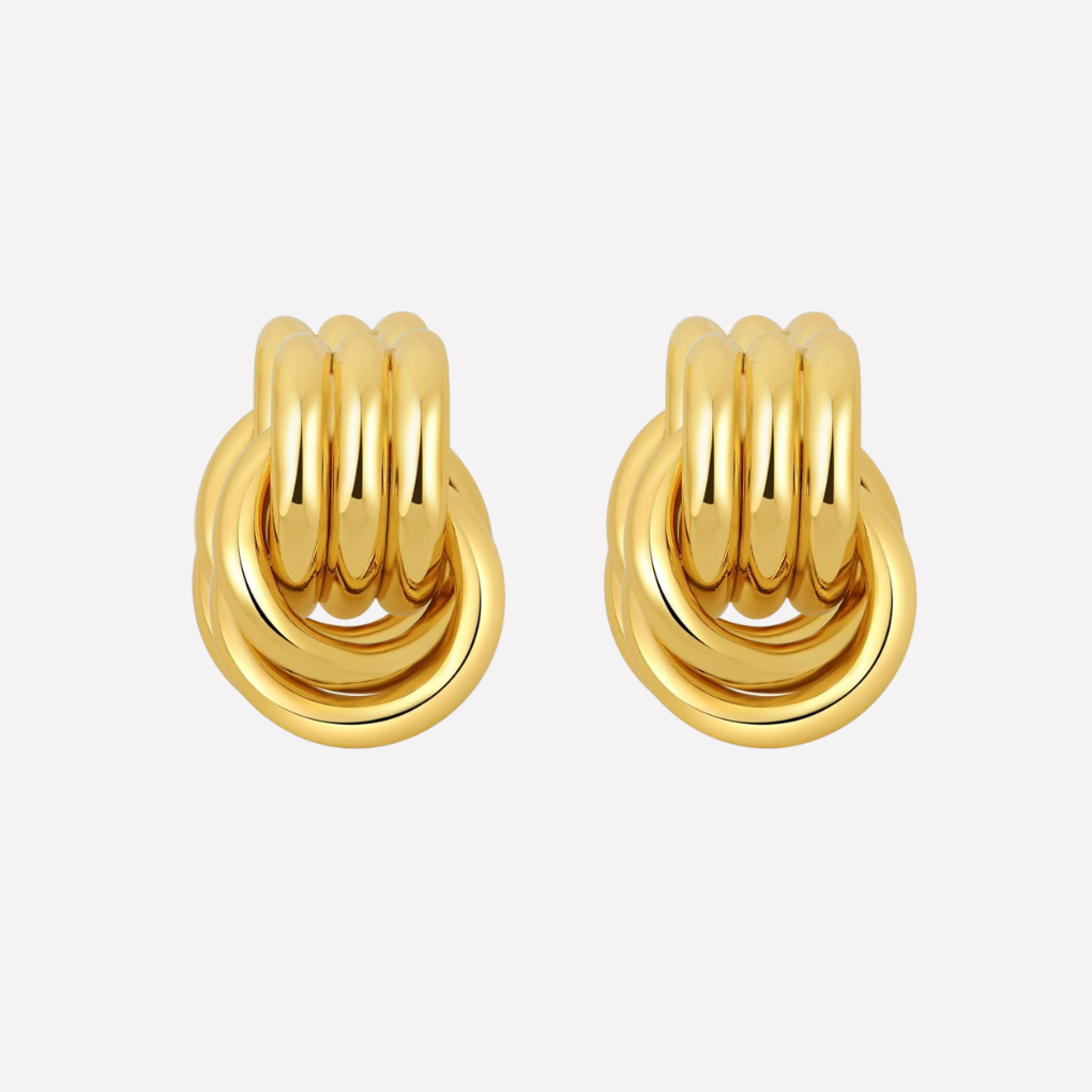 Women's Gold Toned Knot Drop Earrings - Fashinoza