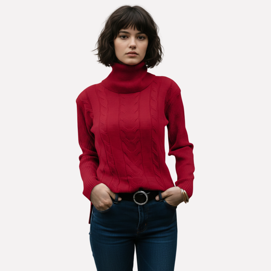 Women's Turtleneck Sweater Relaxed Fit - Fashinoza