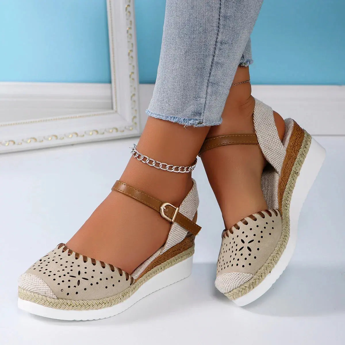 Espadrille Wedge Sandals for Women – Stylish & Comfortable Closed Toe Design