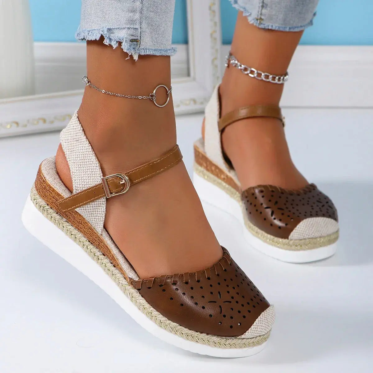 Espadrille Wedge Sandals for Women – Stylish & Comfortable Closed Toe Design