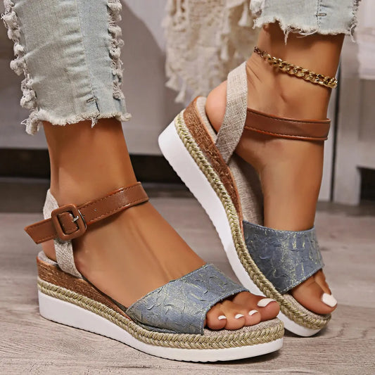 Women's Espadrille Wedge Sandals Open Toe Comfortable - 
Fashinoza
