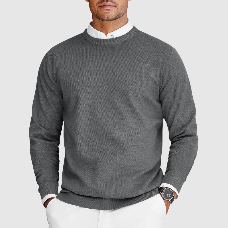 Textured Crewneck Knit Sweater