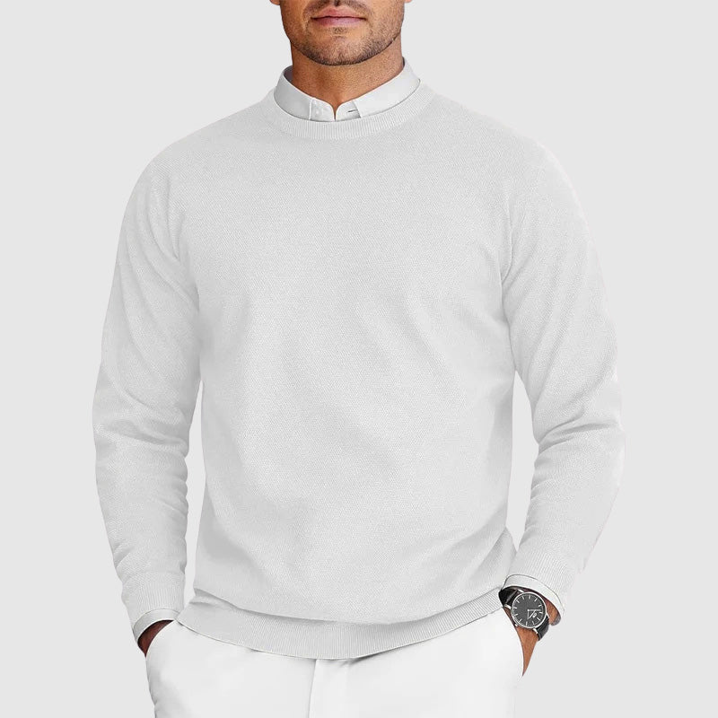 Textured Crewneck Knit Sweater