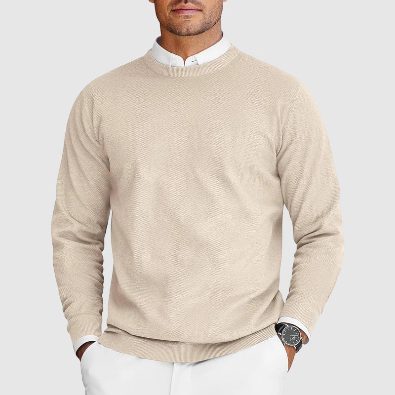 Textured Crewneck Knit Sweater