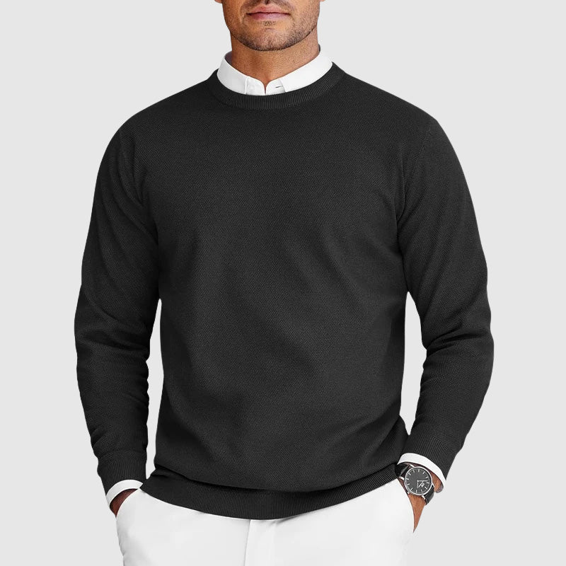 Textured Crewneck Knit Sweater