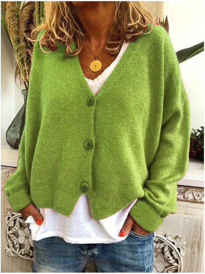 Women's V-Neck Cardigan Relaxed Fit
