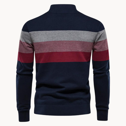 Men's Slim Fit Striped Quarter-Zip Jumper