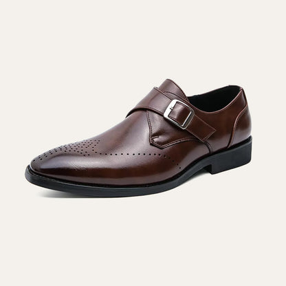 Men's Italian Leather Dress Shoes Buckle Black