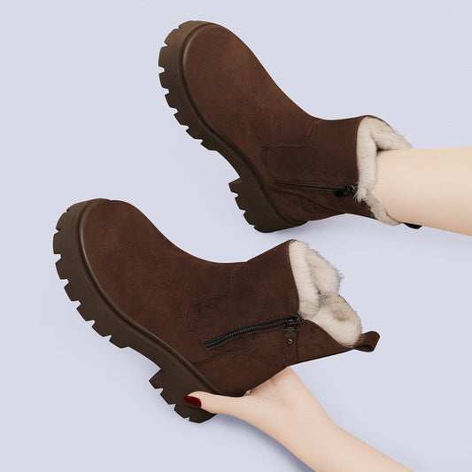Women's Faux Fur Lined Ankle Boots - 
Fashinoza