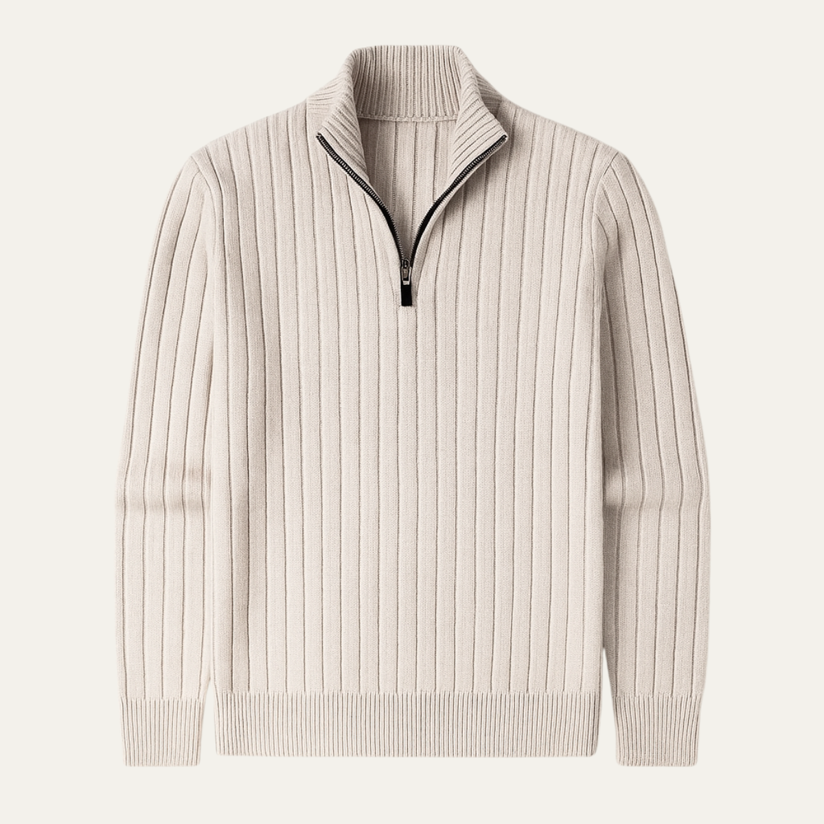 Men's Knitted Ribbed Sweater Half Zip Navy - Fashinoza