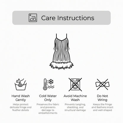 Women's Fringe Mini Dress Feather Detail