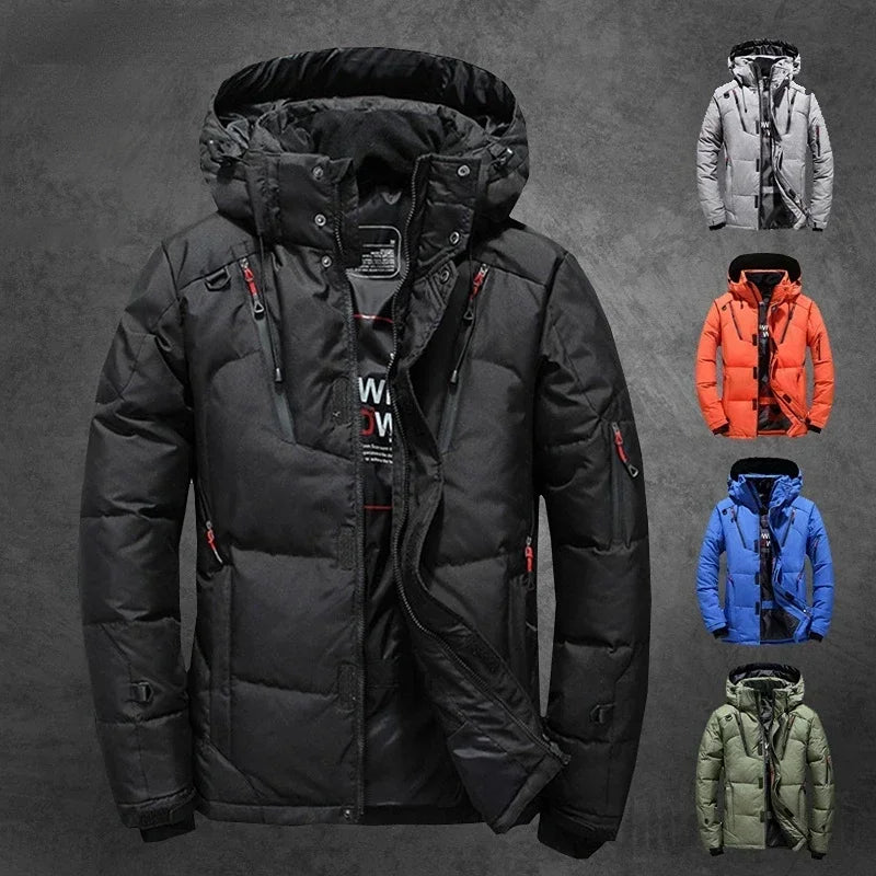 Men's Down Jacket Waterproof Insulated Lightweight Black - Fashinoza