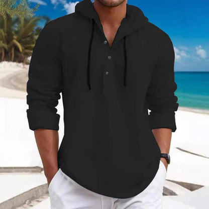 Felix Grant Men's Casual Weekend Hooded Shirt - Soft Cotton Blend Long Sleeve