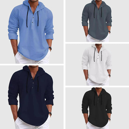 Felix Grant Men's Casual Weekend Hooded Shirt - Soft Cotton Blend Long Sleeve