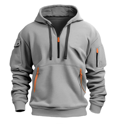Men's Utility Hoodie Half-Zip Zippered Pockets