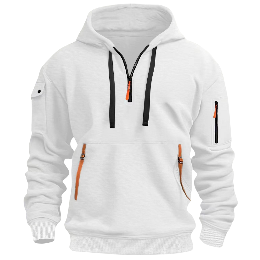 Men's Utility Hoodie Half-Zip Zippered Pockets