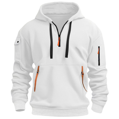 Men's Utility Hoodie Half-Zip Zippered Pockets
