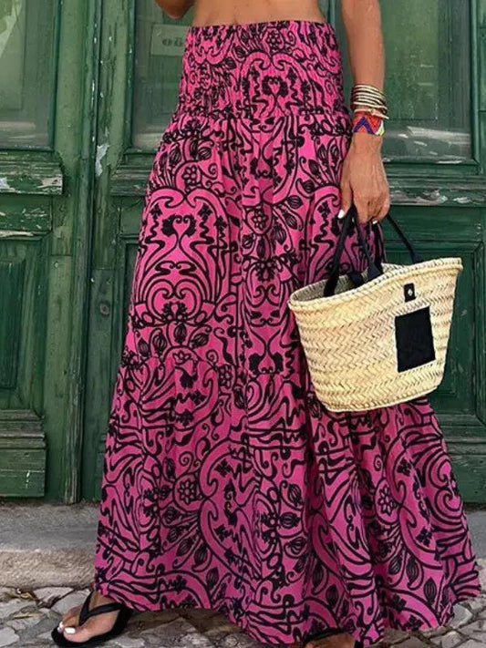 Women's Floral Maxi Skirt Bohemian Style - 
Fashinoza