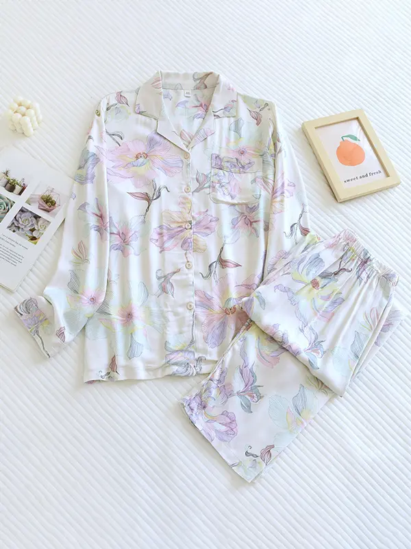 Women's Floral Pyjama Set Comfortable Cotton - 
Fashinoza