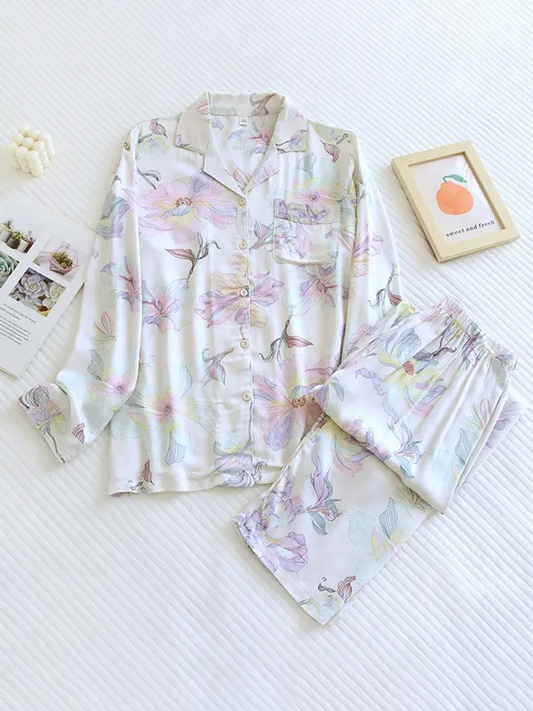 Women's Floral Pyjama Set Comfortable Cotton - 
Fashinoza