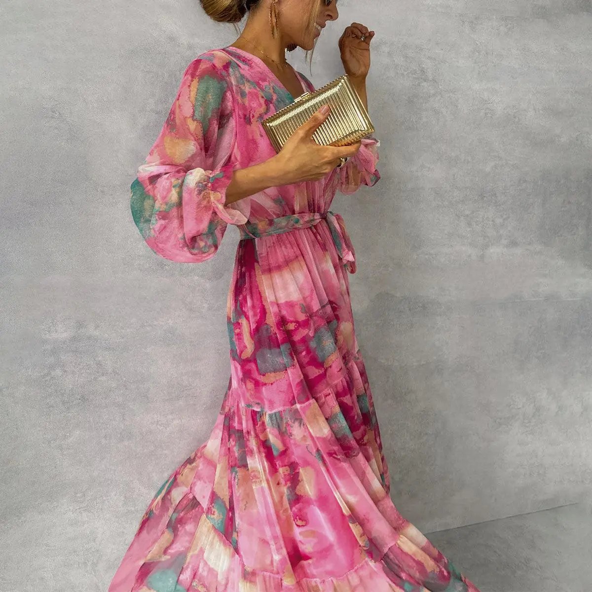 Women's Floral Wrap Dress Lightweight Summer - 
Fashinoza
