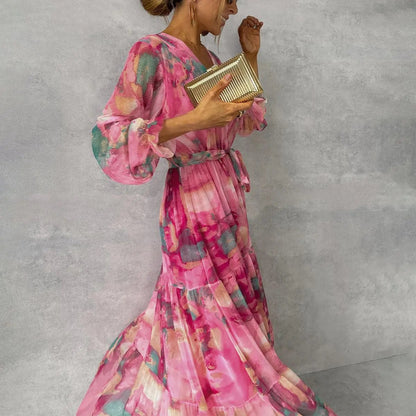 Women's Floral Wrap Dress Lightweight Summer - 
Fashinoza