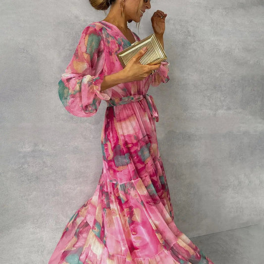 Women's Floral Wrap Dress Lightweight Summer - 
Fashinoza