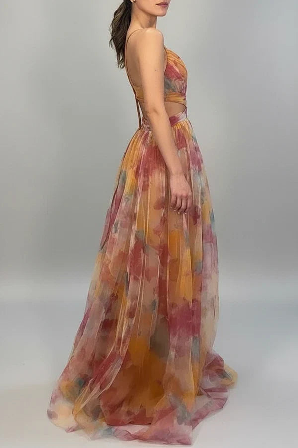 Women's Floral Maxi Dress A-Line Style