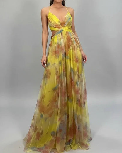Women's Floral Maxi Dress A-Line Style