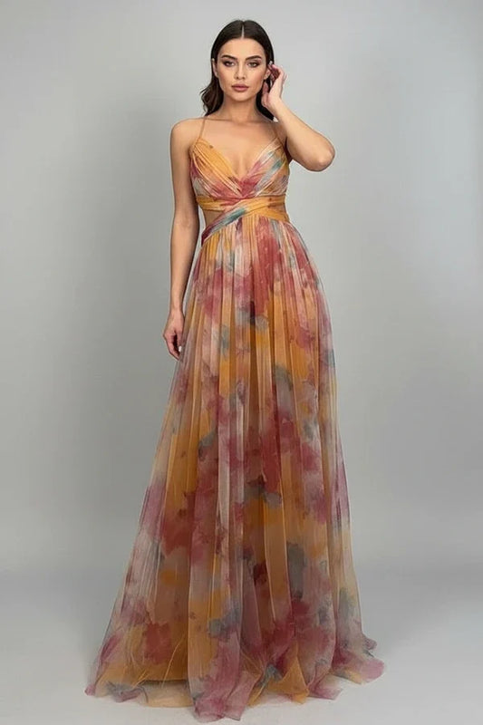 Women's Floral Maxi Dress A-Line Style - Fashinoza
