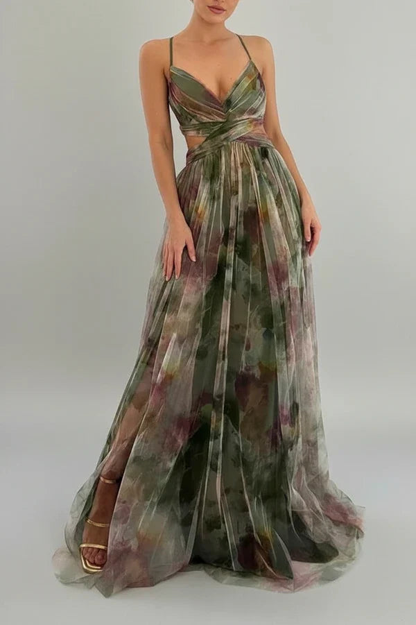 Women's Floral Maxi Dress A-Line Style