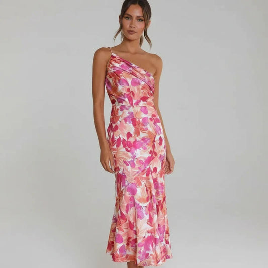 Women's A-Line Midi Dress Floral Print - Fashinoza
