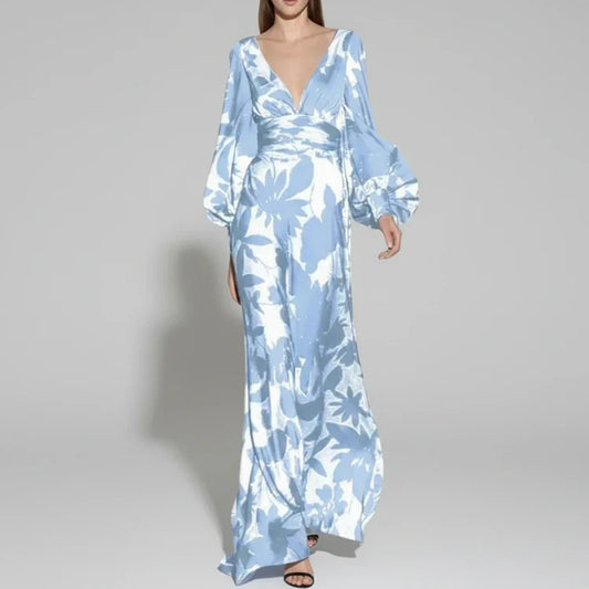 Women's Floral Maxi Evening Dress - Fashinoza