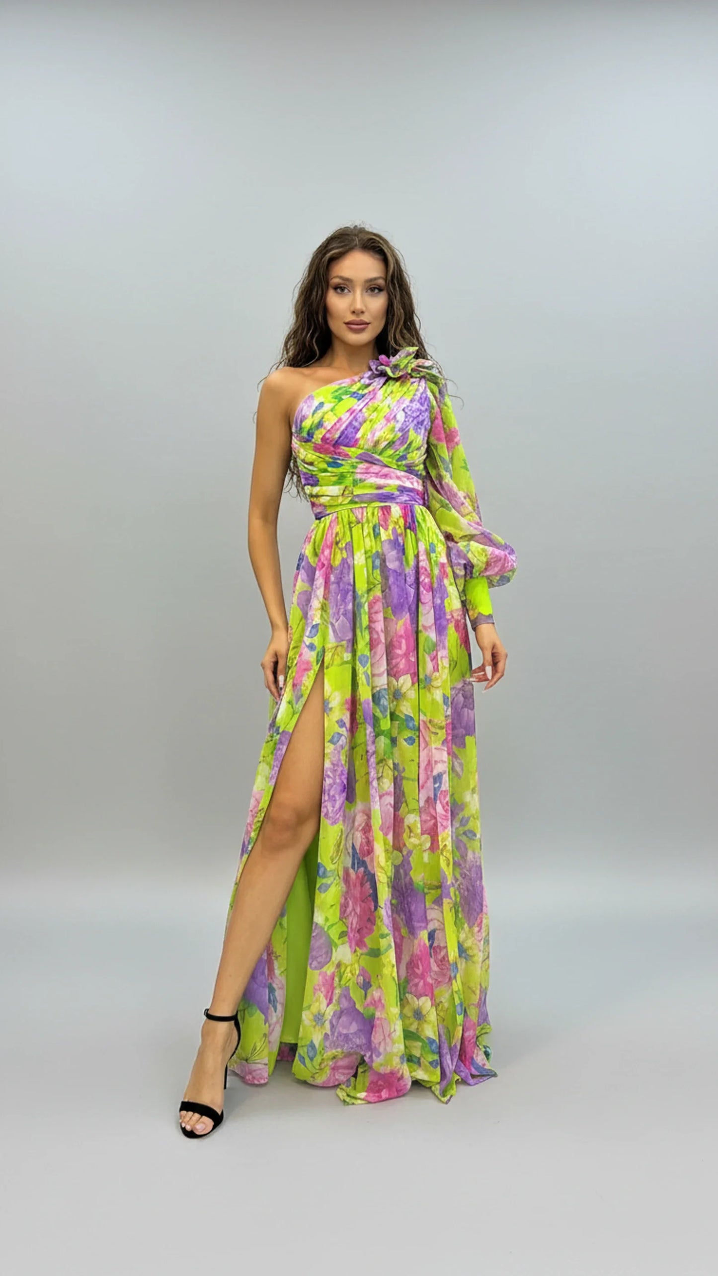 Women's Floral One Shoulder Maxi Dress