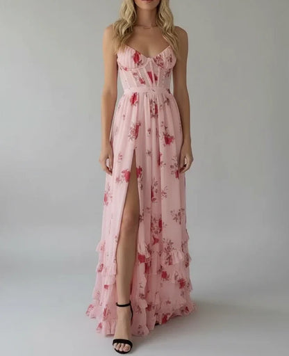 Women's Maxi Dress Floral Spaghetti Strap - Fashinoza
