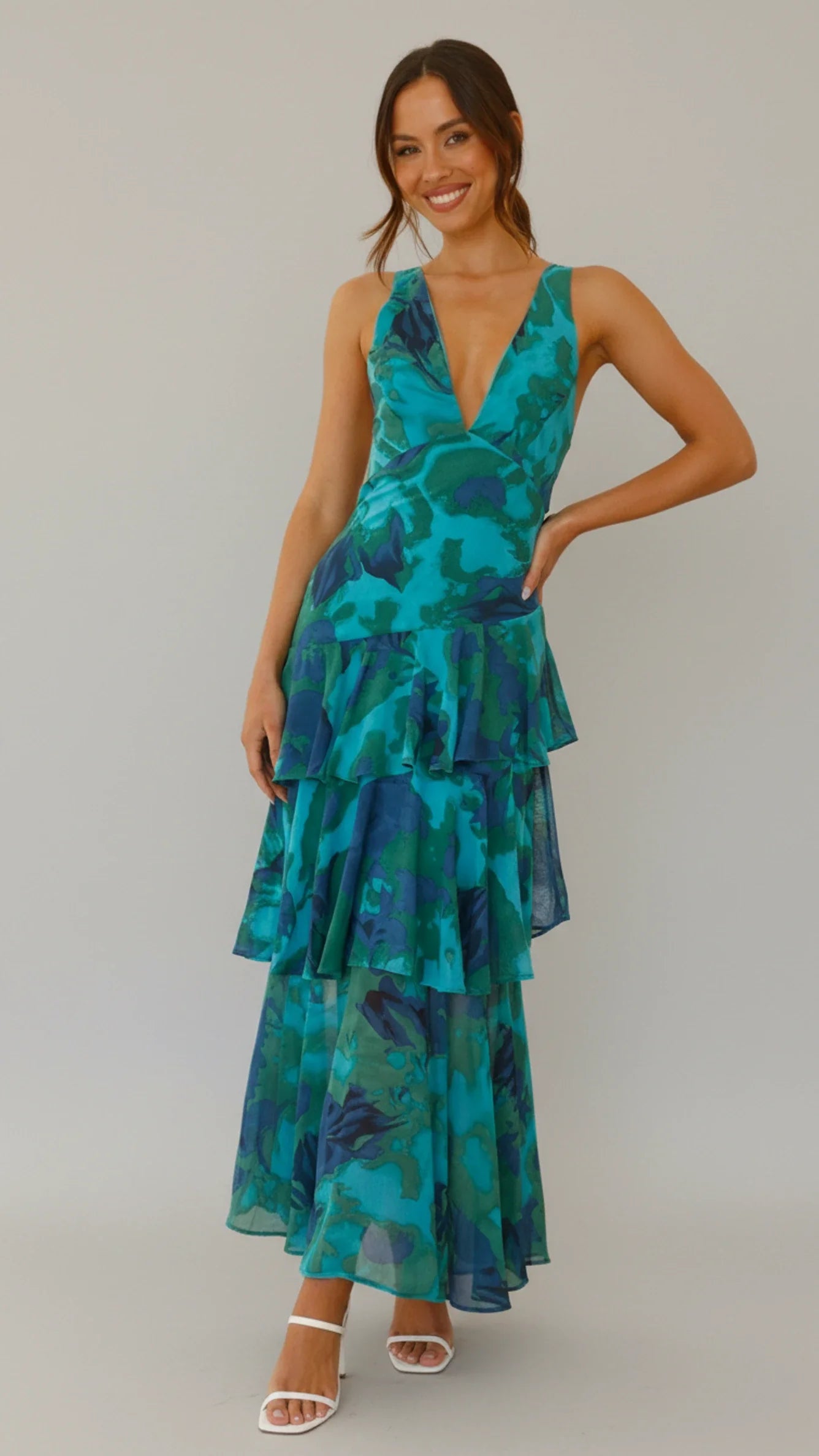 Women's Floral Maxi Sundress V-Neck